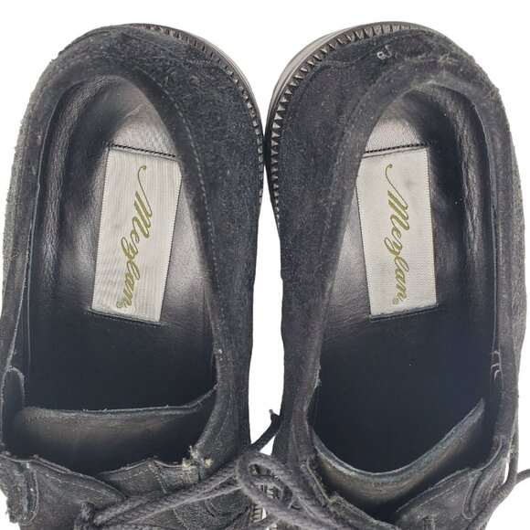 Mezlan Dress Shoes Mens 9.5 Black Suede Leather Split-toe Bluchers Derby Oxfords - Picture 13 of 14